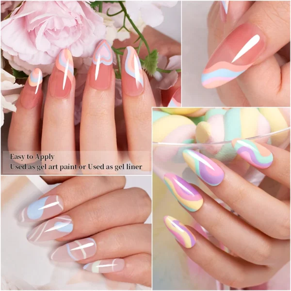 Nail Kit Set Pastel Liner Gel Polish Soak Off UV Long Lasting - Image 5