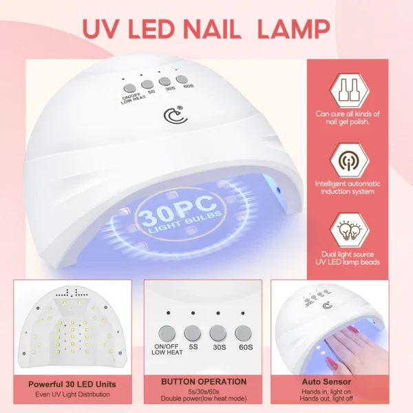 Nail Kit Set Poly Gel 16ML With Lamp, Drill & Tools - Image 4