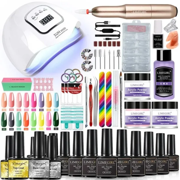 Acrylic Nails Gel Polish Set with UV Lamp Dryer Manicure Kit - Image 3