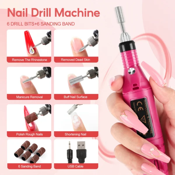 Nail Kit Set Poly Gel 16ML With Lamp, Drill & Tools - Image 5