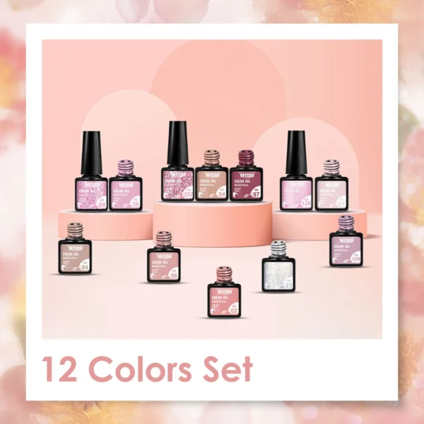 Nail Kit Set 12Pcs Glitter Autumn Colors Soak Off UV Varnish - Image 3