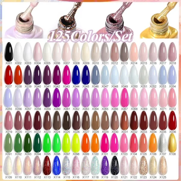 Nail Kit Set 125/66/60PCS Colorful Glitter UV Gel Soak Off
