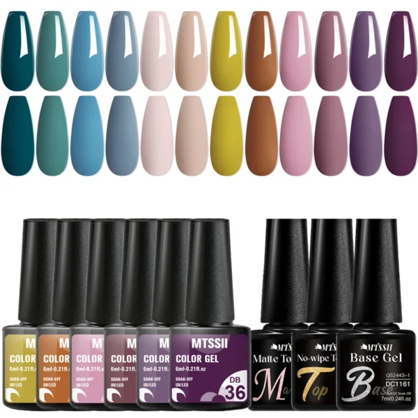 15Pcs Gel Nail Kit - Autumn Colors, Semi-Permanent Soak Off UV LED - Image 3
