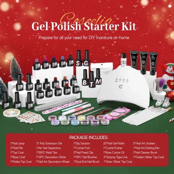 Coscelia Nail Kit Set 20PCS Gel Polish, 3PCS Poly Gel, Nail Lamp - Image 6