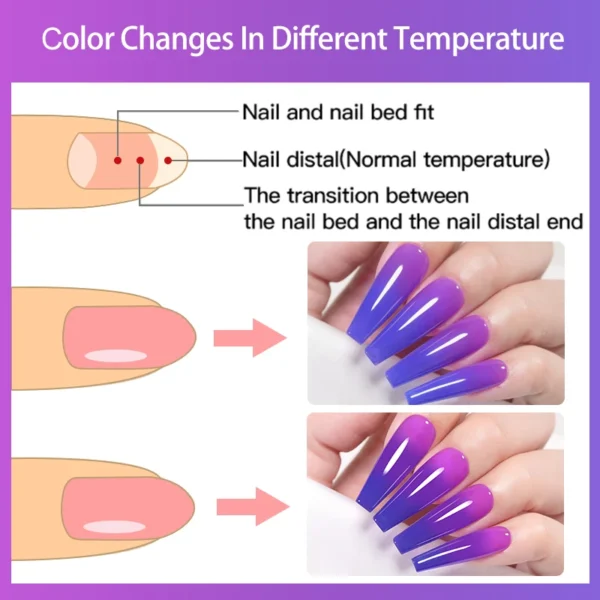LILYCUTE 6PCs Thermal Gel Nail Kit - Temperature Changing Soak Off - Image 6