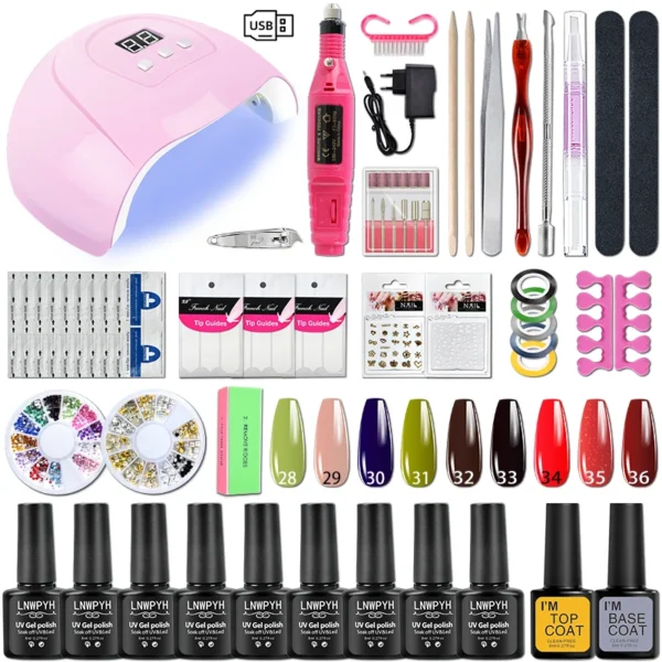 Gel Nail Kit with UV Lamp, Polish Set, Manicure Tools & Nail Drill Machine - Image 4