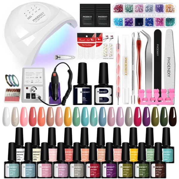 Gel Nail Kit with UV LED Lamp & Manicure Tools Set