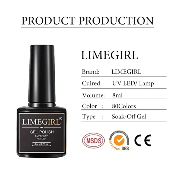6Pcs Gel Nail Kit - Pure Color & Glitter UV LED Polish Set - Image 4