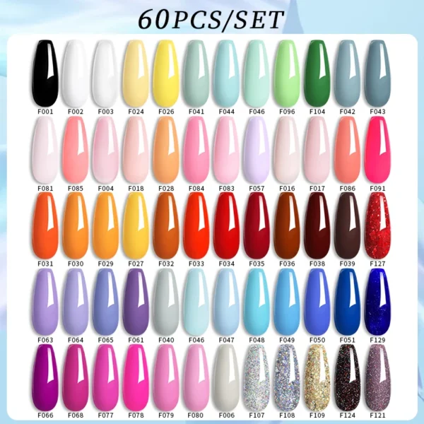 LILYCUTE Gel Nail Kit 20/60Pcs Nude Pink Glitter UV Manicure Set - Image 2