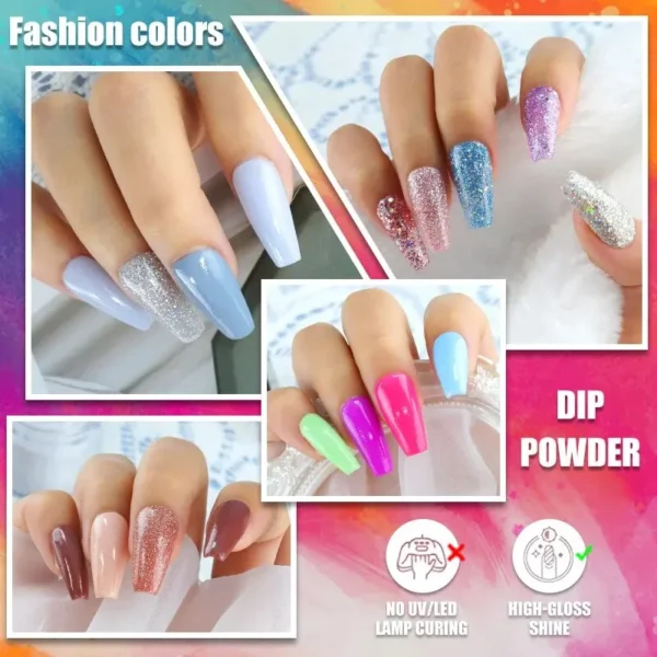 23Pcs Gel Nail Kit - Glitter Dip Powder, No Lamp Needed - Image 2