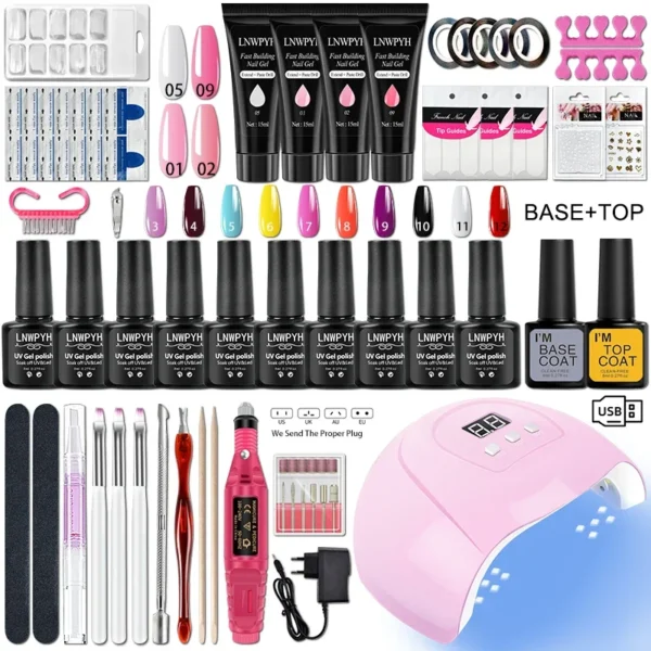 Gel Nail Kit for Quick Extension with LED Lamp & Portable Automatic Polish Machine - Image 2
