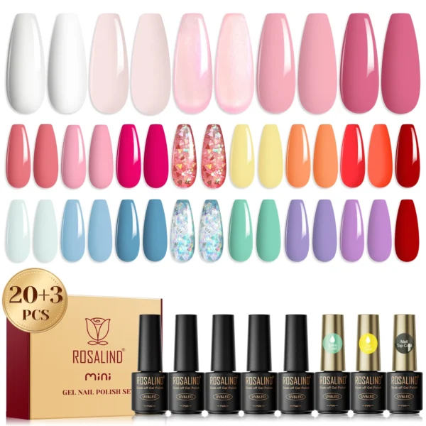 Rosalind 23Pcs Gel Nail Kit with UV Lamp and Hybrid Varnish