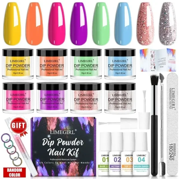 23Pcs Gel Nail Kit - Glitter Dip Powder, No Lamp Needed
