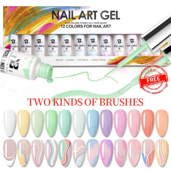 Nail Kit Set Pastel Liner Gel Polish Soak Off UV Long Lasting