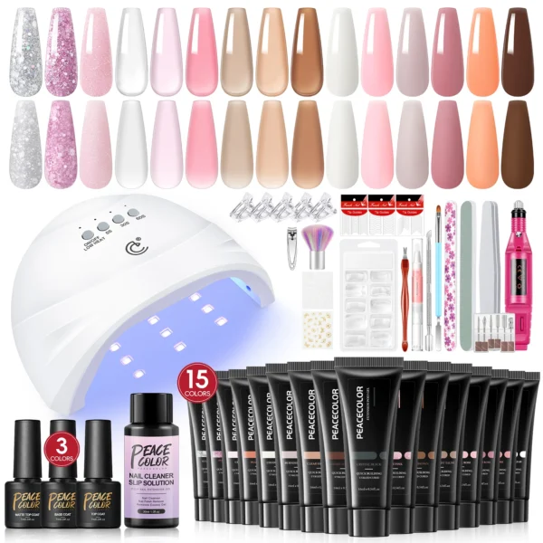 Nail Kit Set Poly Gel 16ML With Lamp, Drill & Tools