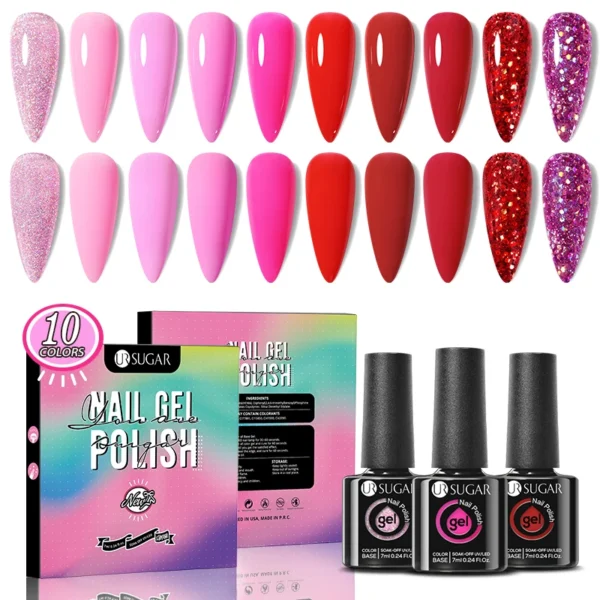Nail Kit Set 10Pcs - Professional Gel Polish Nude Purple Colors - Image 4