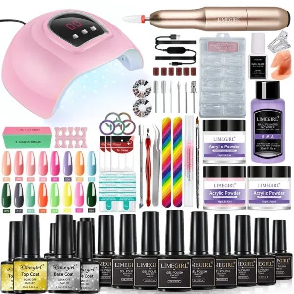 Acrylic Nails Gel Polish Set with UV Lamp Dryer Manicure Kit - Image 2