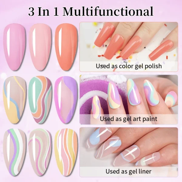 Nail Kit Set Pastel Liner Gel Polish Soak Off UV Long Lasting - Image 4