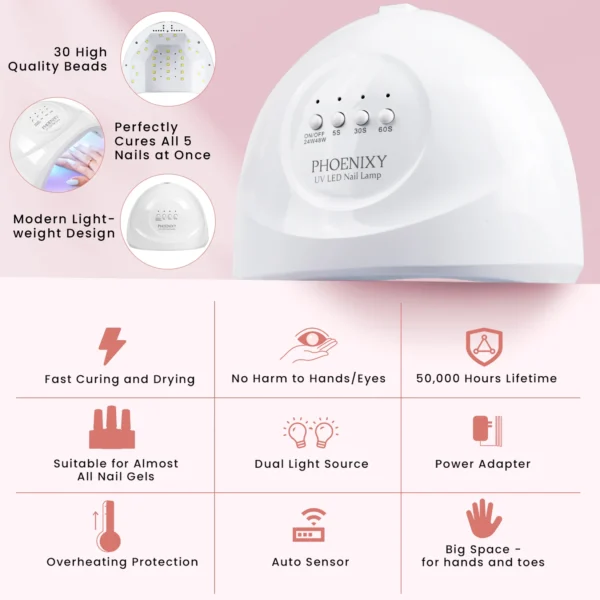 Gel Nail Kit with UV LED Lamp & Manicure Tools Set - Image 3
