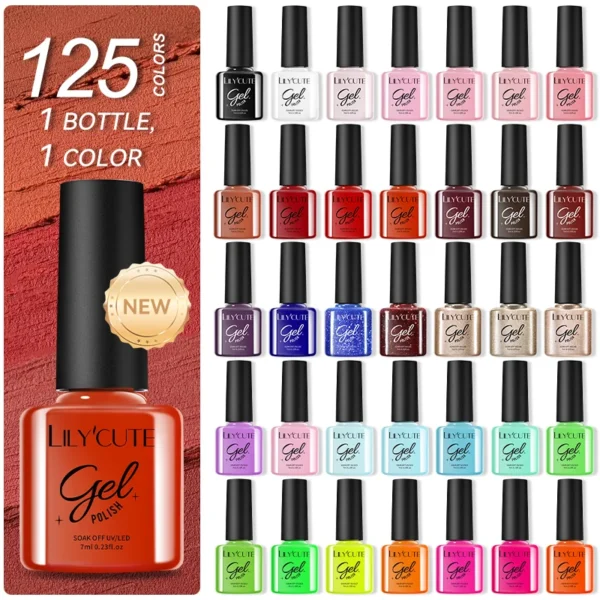 LILYCUTE 20Pcs Autumn Red Brown Gel Nail Polish Kit Varnish Set - Image 6