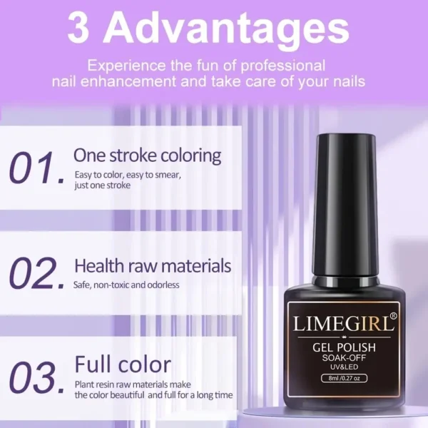 6Pcs Gel Nail Kit - Pure Color & Glitter UV LED Polish Set - Image 2