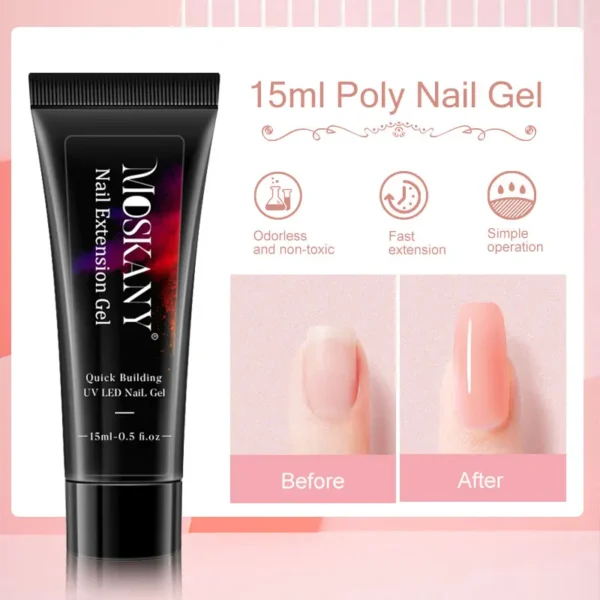 Gel Nail Kit with 6W LED Lamp, Nail Tips, 3D Design Tools for Extensions & Beginners - Image 6