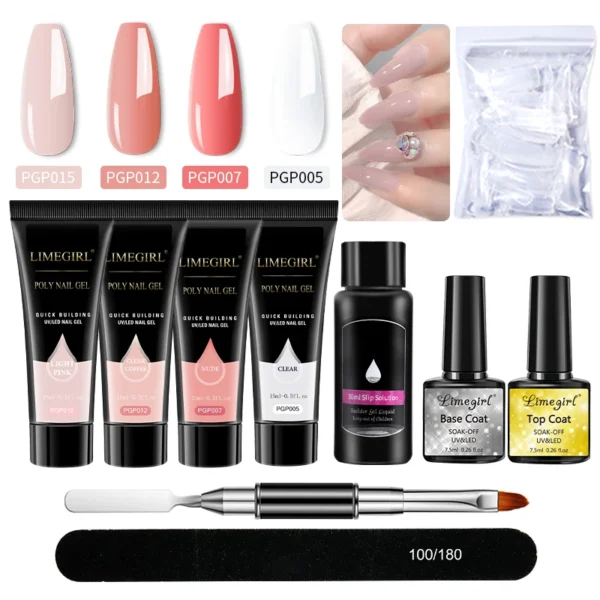 Gel Nail Kit Poly Nail Gel Extending Soaking Acrylic Varnish for Novices