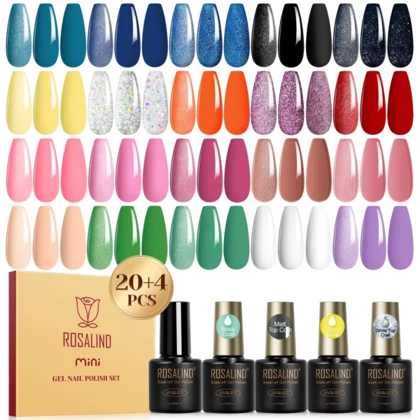 Nail Kit Set 24PCS Gel Polish With Glitter Top Coat & UV Lamp - Image 4