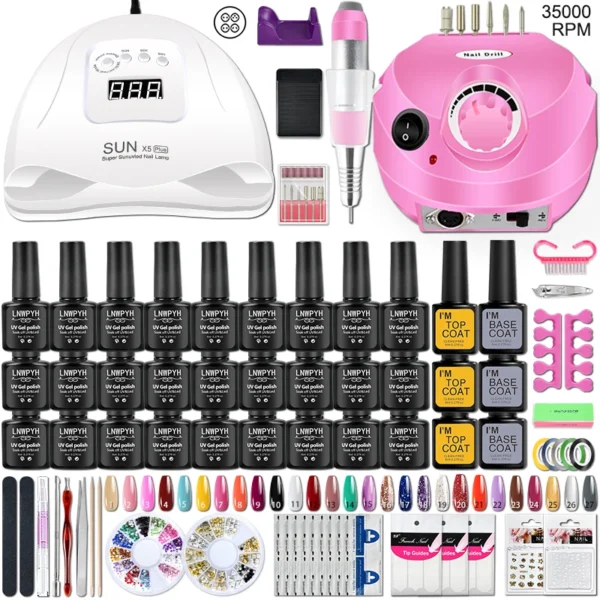 Gel Nail Kit with UV Lamp, Polish Set, Manicure Tools & Nail Drill Machine
