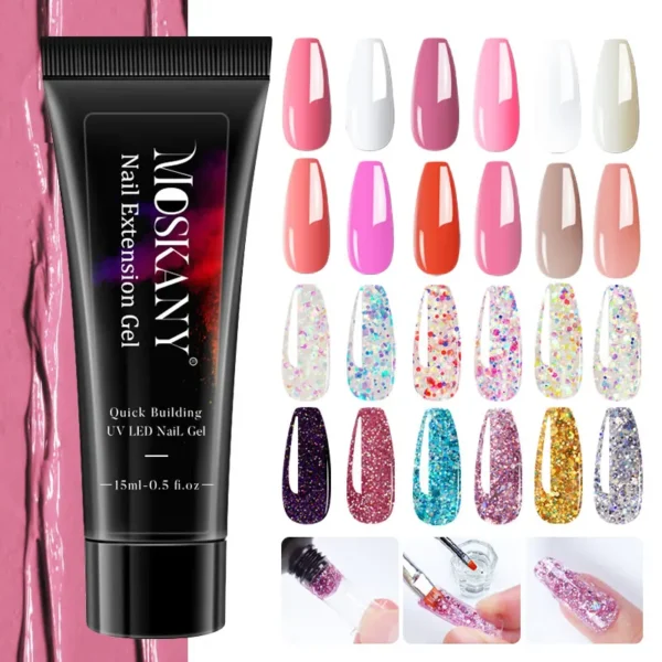 Gel Nail Kit with 6W LED Lamp, Nail Tips, 3D Design Tools for Extensions & Beginners - Image 3