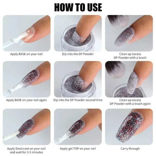 23Pcs Gel Nail Kit - Glitter Dip Powder, No Lamp Needed - Image 4